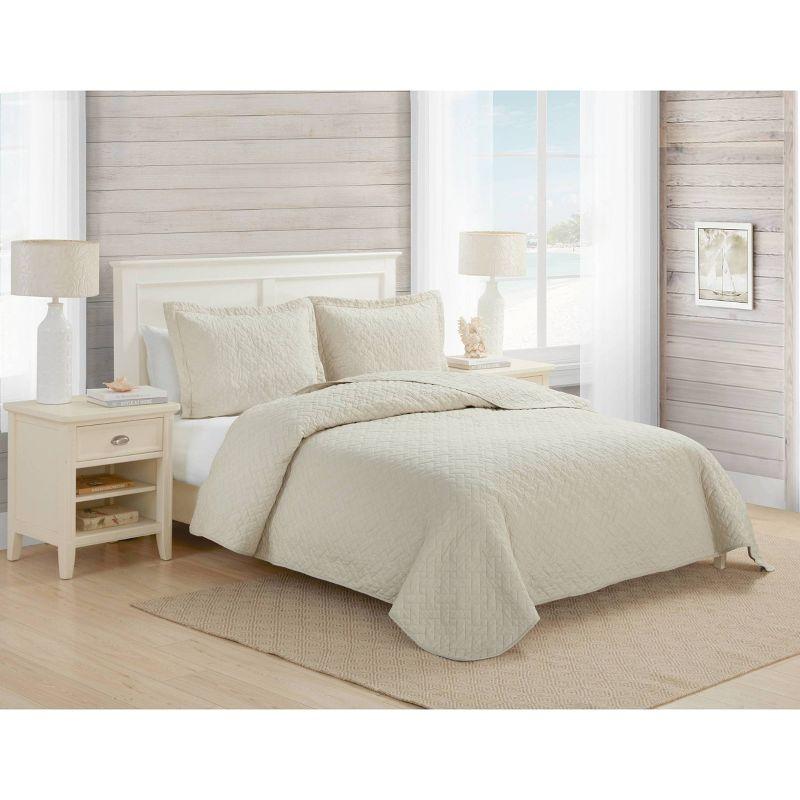 Tommy Bahama Raffia Solid Cotton Reversible Quilt Set