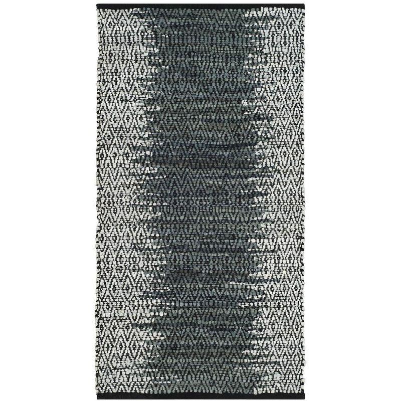 Vintage Leather VTL389 Hand Woven Indoor Accent Rug - Light Grey/Charcoal - 2'3"x4' - Safavieh.