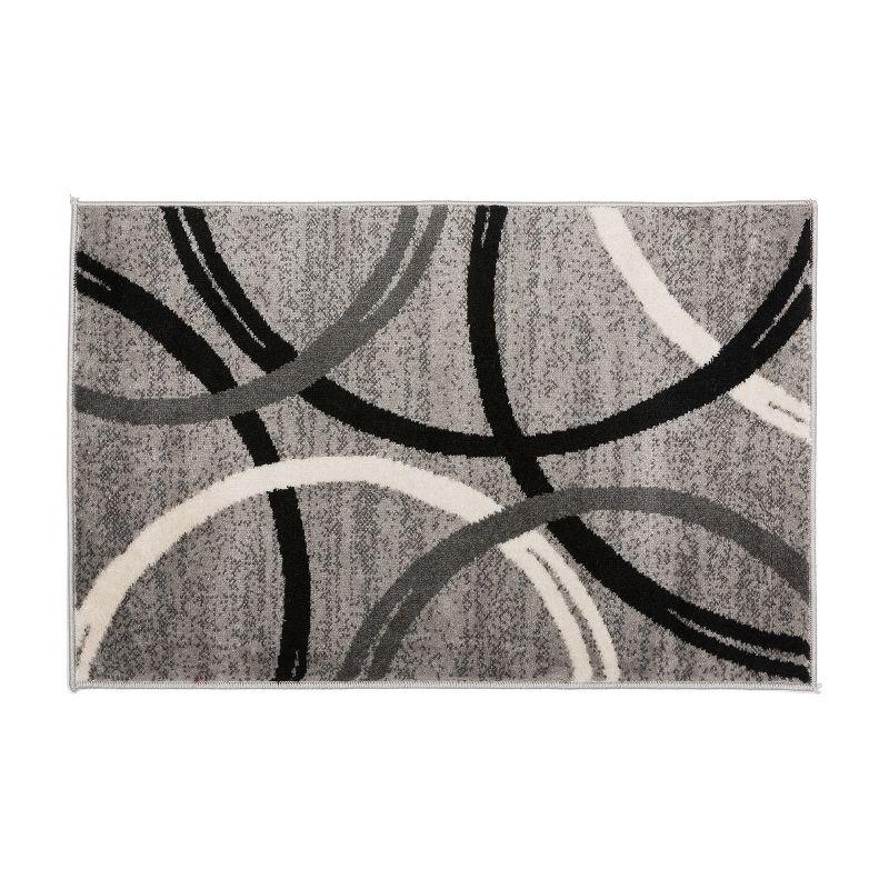 World Rug Gallery Contemporary Abstract Circles Design Gray 2' x 3' Area Rug