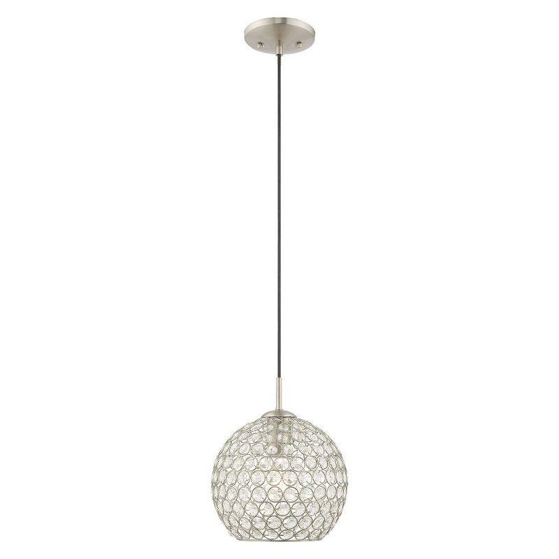 Cassandra Brushed Nickel Mini Globe Pendant with Clear Crystals