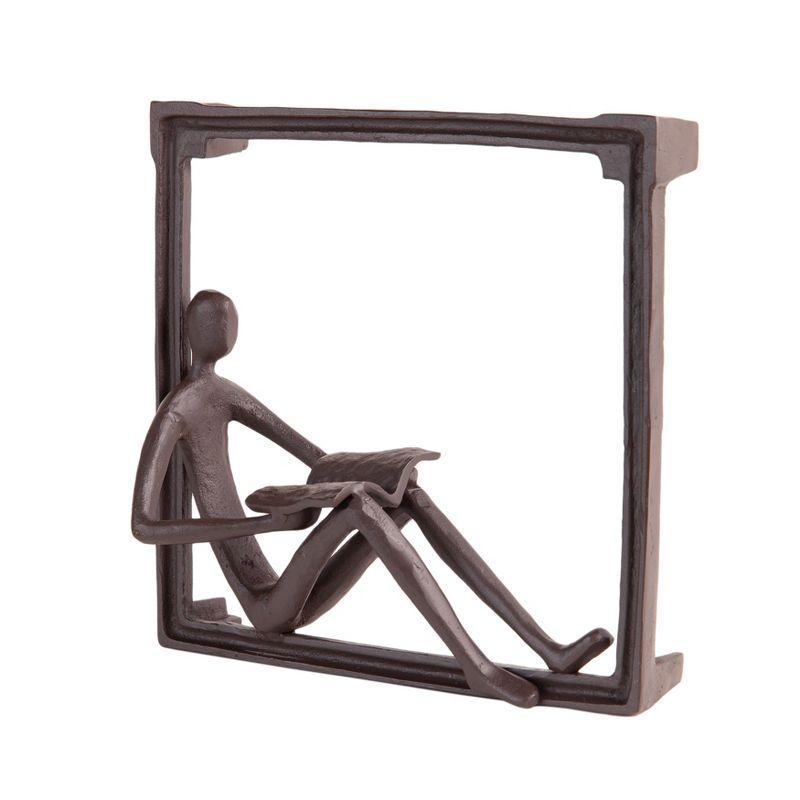 Danya B Man Reading on a Window Sill Hanging Wall Art Iron Sculpture