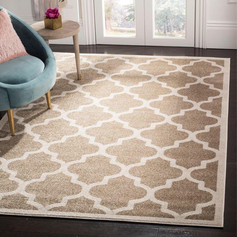 Wheat and Beige Geometric Hand-Knotted Area Rug - Easy Care 3' x 5'