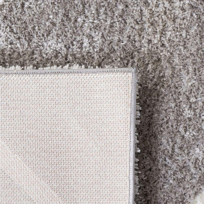 5' x 7' White and Grey Geometric Shag Area Rug