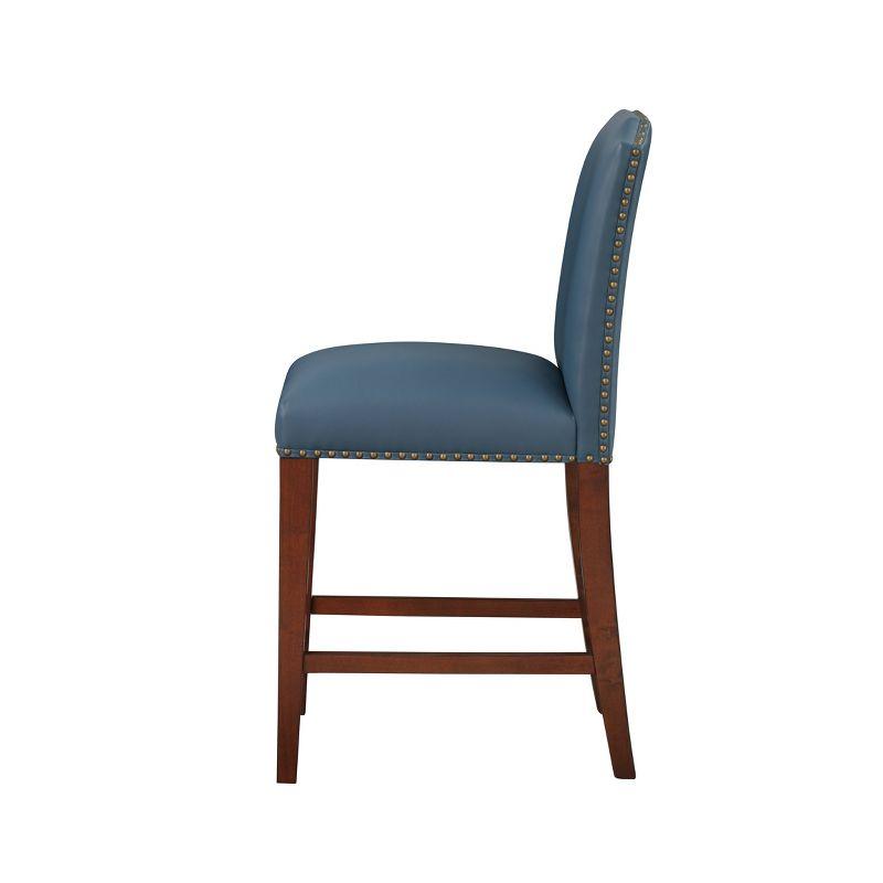 Comfort Pointe Bristol Counter Height Barstool: Espresso Finish, Faux Leather, Nailhead Trim