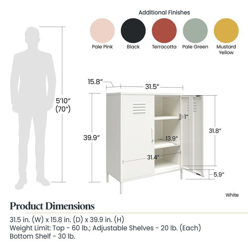 White Metal Locker Style Storage Cabinet with Adjustable Shelving