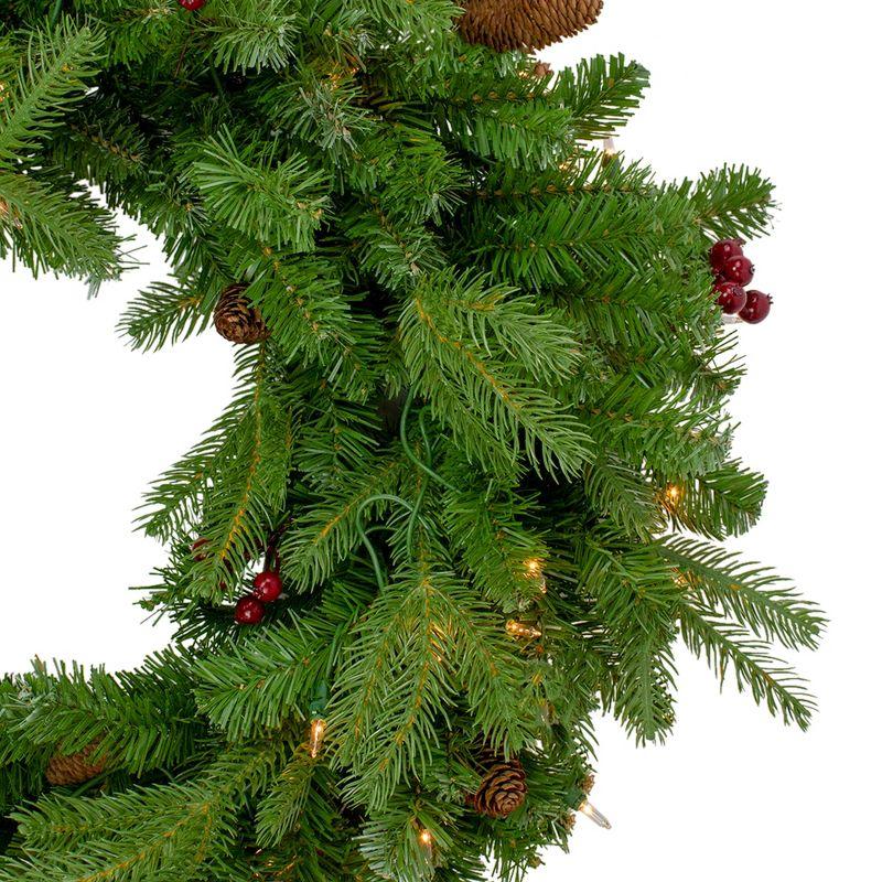 Pre-Lit Mixed Winter Berry Pine Artificial Christmas Wreath - 24-Inch Clear Lights