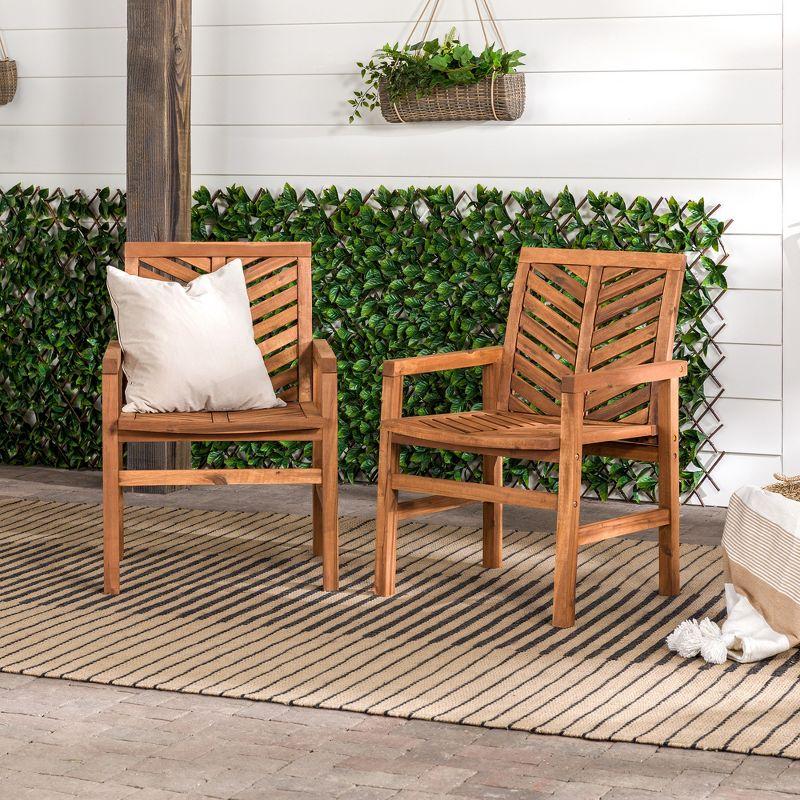 2pk Slatted Chevron Acacia Wood Patio Chairs - Saracina Home