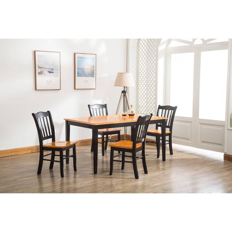 5pc Shaker Dining Set Wood/Black/Oak - Boraam: Solid Hardwood, Non-Extension, Rectangle Table