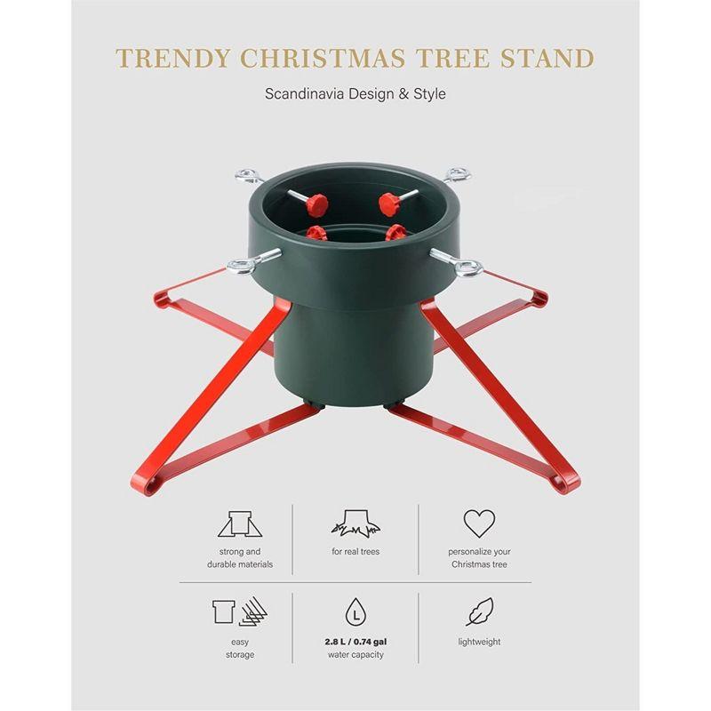 Tree Nest Large Trendy Christmas Tree Stand for Real Trees, Green/Red
