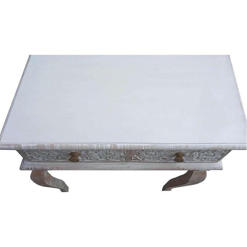 Elegant Console Table with Dual Storage Drawers, Floral Carved Front for Living Room, Entryway, and Hallway Decor