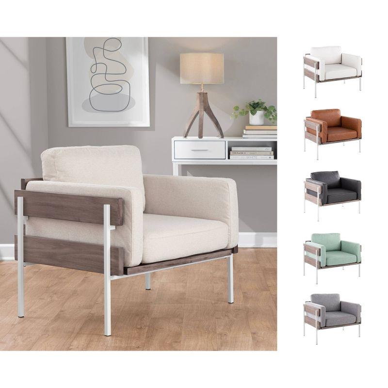 Kari Accent Chair: LumiSource, Upholstered Faux Leather, Metal Frame, Removable Cushions