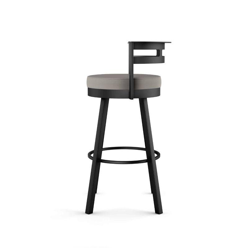 Amisco Render Upholstered Counter Height Barstool Taupe/Black: Faux Leather, Steel Frame, 26" Seat