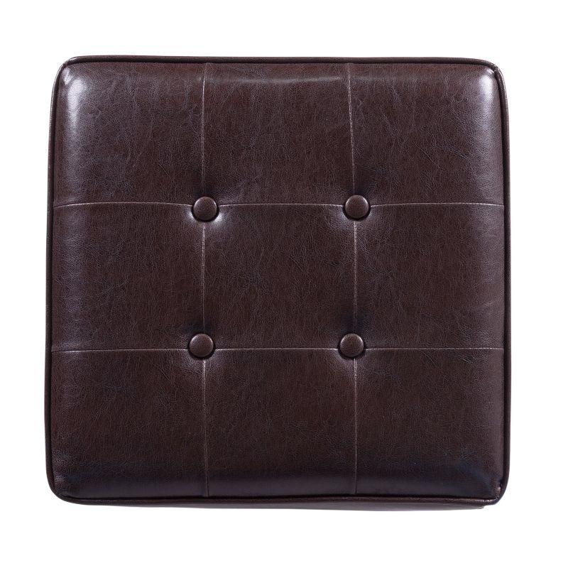 Square Tufted Faux Leather Storage Ottoman - HomePop