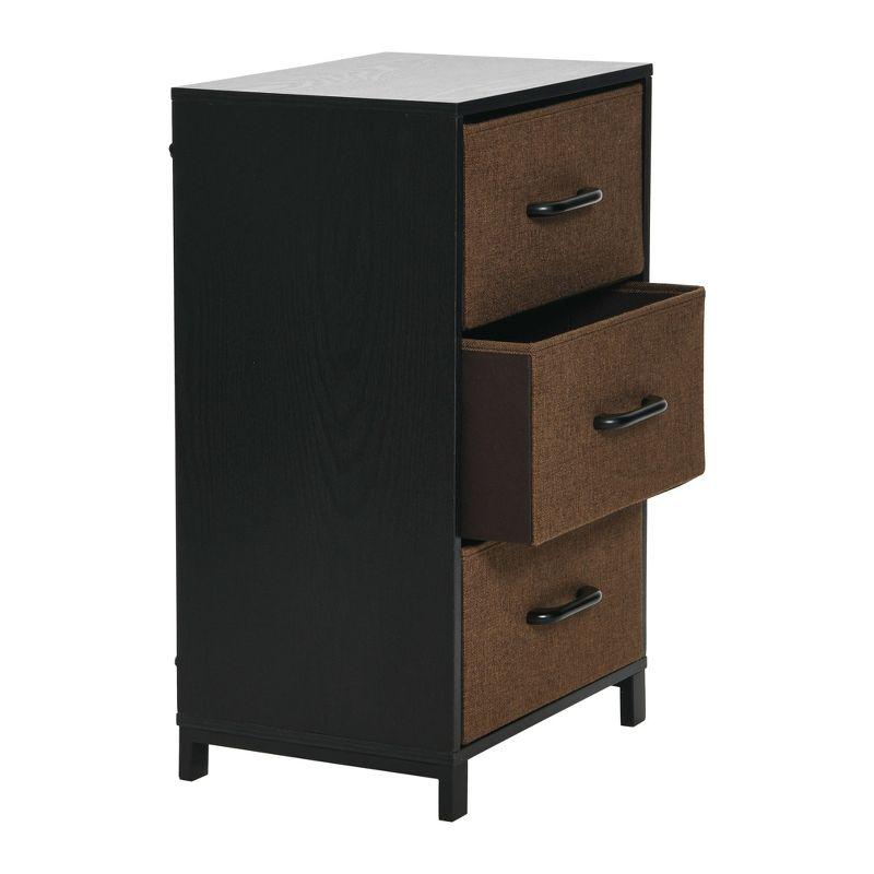 3-Drawer Storage Organizer Unit, Black and Brown