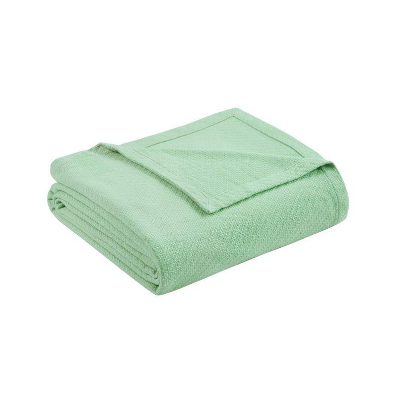 Bed Blanket Liquid Cotton Twin Seafoam: Madison Park, Lightweight, Year-Round Comfort, No Fill