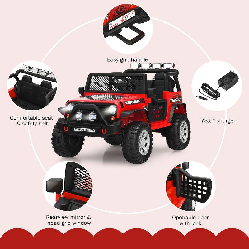 Costway 12V Kids Ride On Truck Remote Control Electric Car with Lights&Music Red