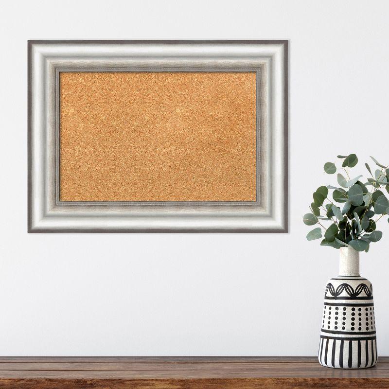 Amanti Art Salon Silver Framed Corkboard, Natural Cork