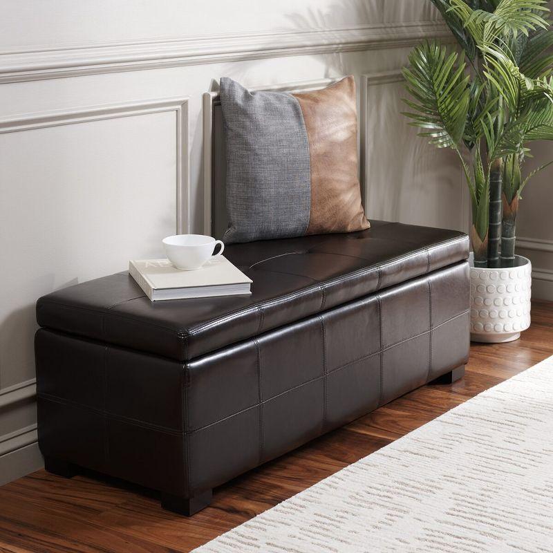 Maiden Large Tufted Storage Bench - Brown - Safavieh