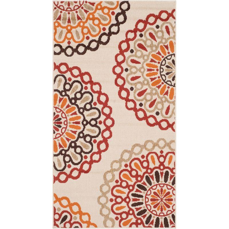 Veranda VER092 Power Loomed Indoor/Outdoor Accent Rug - Creme/Red - 2'x3'7" - Safavieh