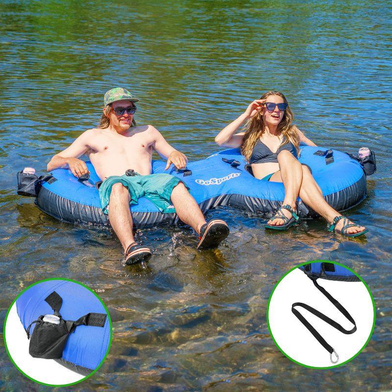 GoSports Heavy-Duty 2 Person Floating River Tube with Premium Canvas Cover-Commercial Grade Double River Tube-Blue