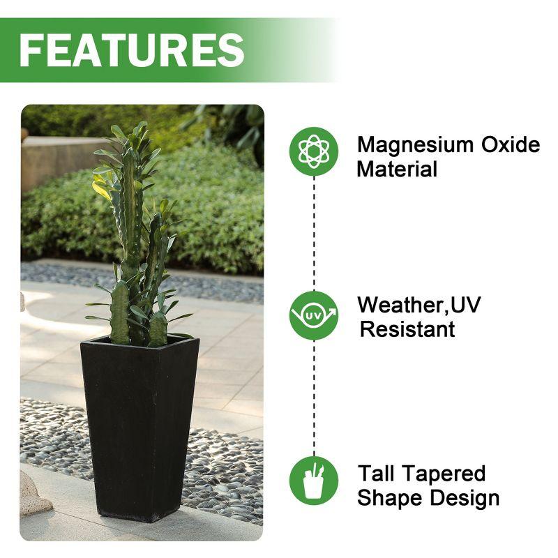 LuxenHome Square Tapered 18.5" H House Planters, Indoor & Outdoor Black