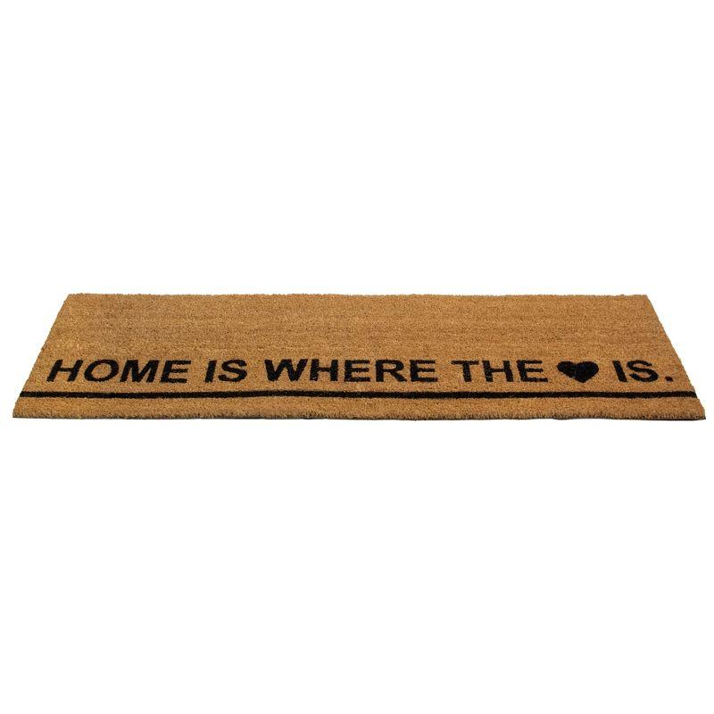 Natural Coir Outdoor Rectangular "Home Is Where the Heart Is" Doormat 16" x 48"