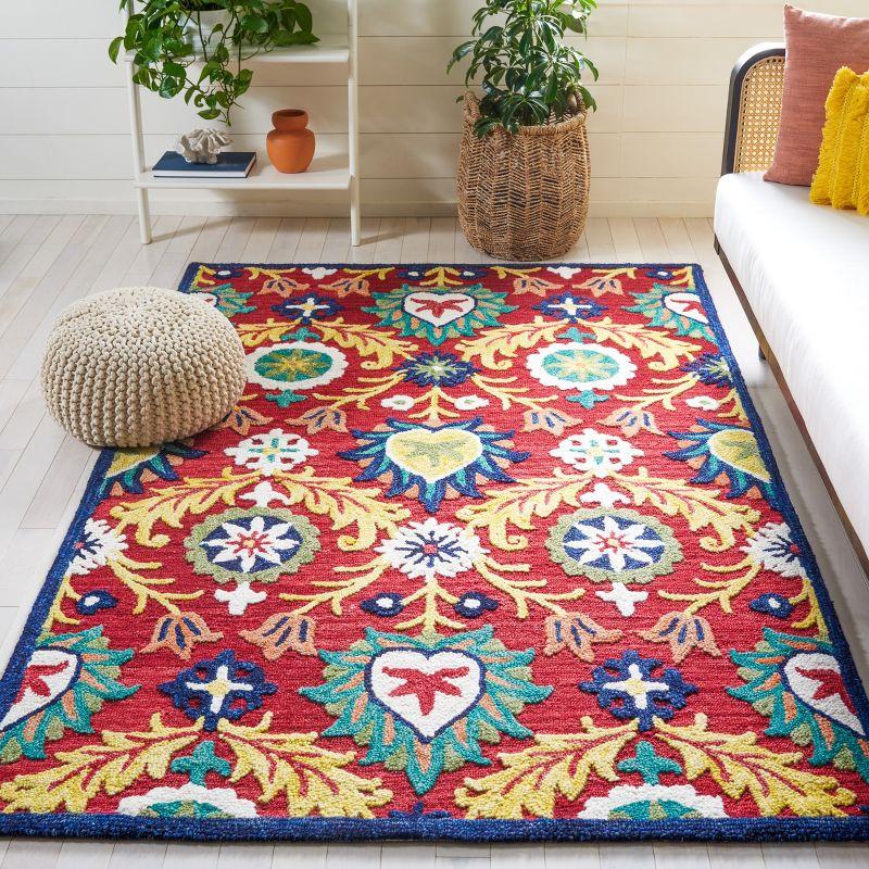 Blossom Red and Yellow Wool Hand-Tufted Area Rug