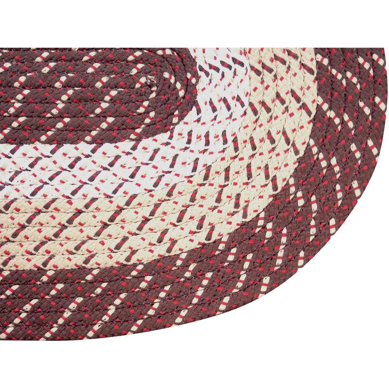 Brown Stripe Oval Braided Reversible Synthetic Rug, 30" x 50"