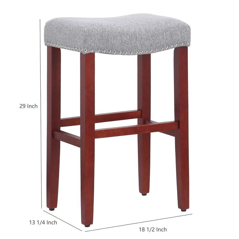 WestinTrends 29" Upholstered Saddle Seat Bar Stool (Set of 2), Cherry/Gray