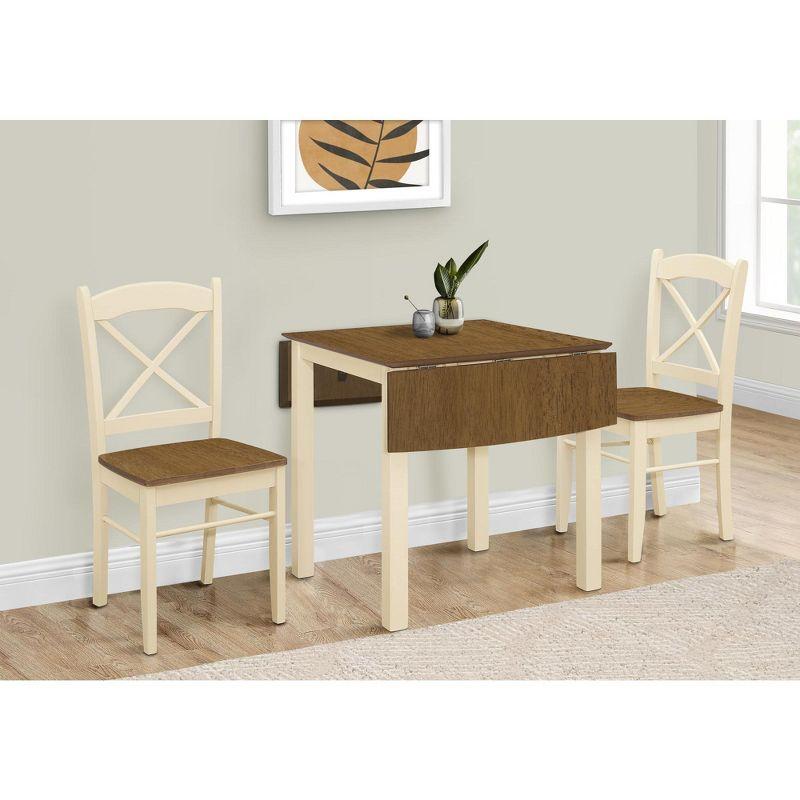 Monarch Specialties Dining Chair Set Of 2 Side Kitchen Dining Room Oak And Cream Wood Legs Transitional