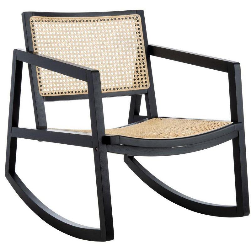 Perth 23'' Black & Natural Rattan Contemporary Glider Chair