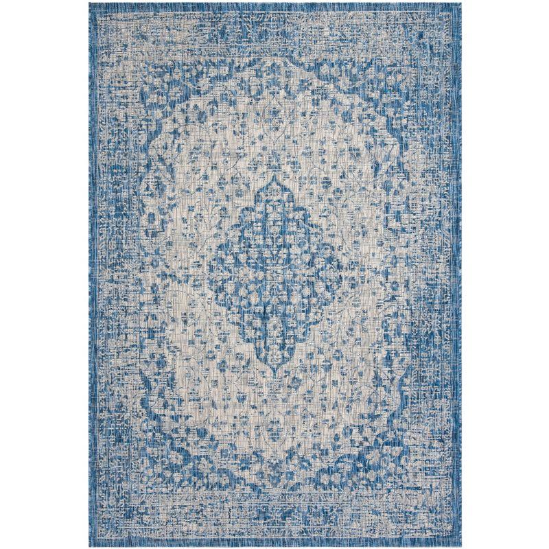 Riviera Easy-Care Blue and Grey Synthetic 9' x 12' Outdoor Rug