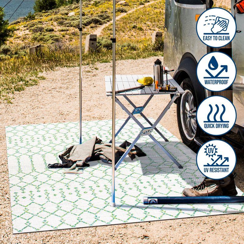 3' x 5' Ourika Moroccan Geometric Textured Weave Indoor/Outdoor Area Rug, Green/Ivory - JONATHAN Y