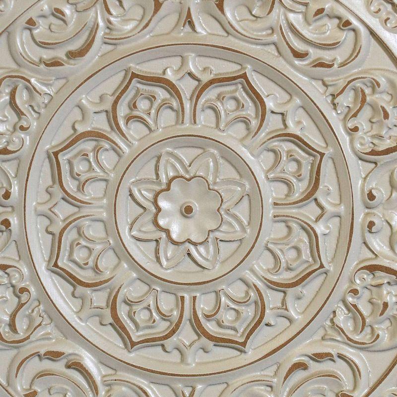 Lara Antique Wooden Wall Mandala Plaque Gray - StyleCraft: Bohemian Decor, Abstract Art, 23x23"