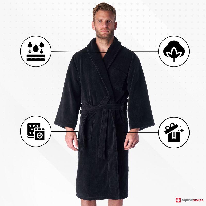 Alpine Swiss Pure Cotton Mens Terry Cloth Bathrobe Super Absorbent Spa Robe