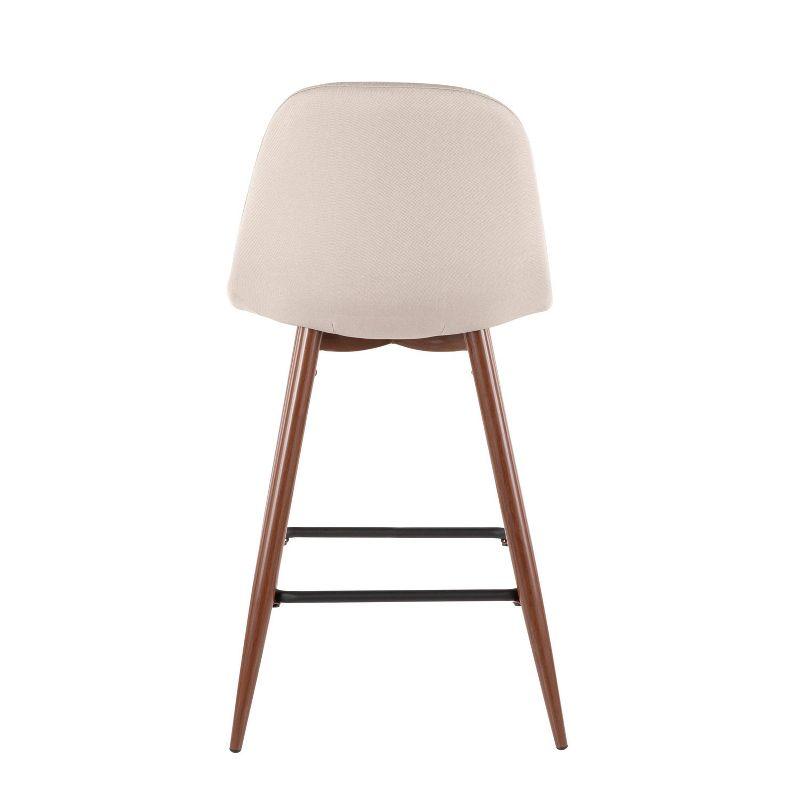 Set of 2 Pebble Mid-Century Modern Counter Height Barstools Beige - LumiSource: Steel Frame, Tapered Legs, Polyester Upholstery
