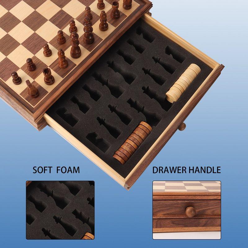 15" Large 2-in-1 Chess and Checkers Board Game Combo Set