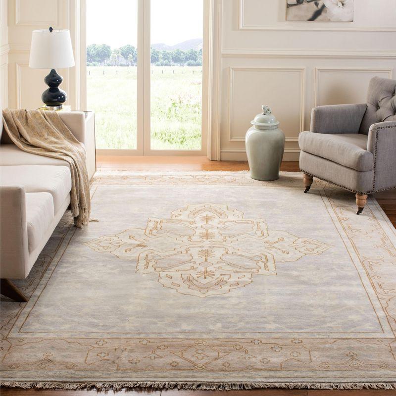 Elysian Light Blue Traditional Hand-Knotted Wool Area Rug, 8' x 10'