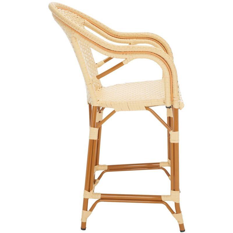 California Counter Stool With Arms - Indoor/Outdoor - PAT7533 - Natural - Safavieh