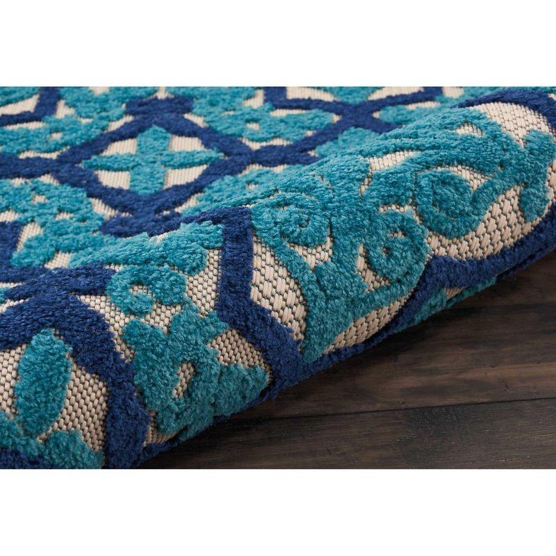 Nourison Aloha Moroccan Trellis Flatweave High-Low Indoor Outdoor Area Rug Navy 2'8" x 4'