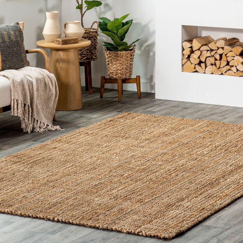 Nuloom Ashli Solid 6x9 Jute Indoor Area Rug for Dining Room Rug Neutral Rug Living Room Rug Kitchen, Natural