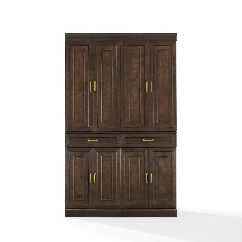 Crosley 78" Stanton 2pc Kitchen Storage Pantry Cabinet Set Coffee: Traditional Style, Wood Veneer, MDF