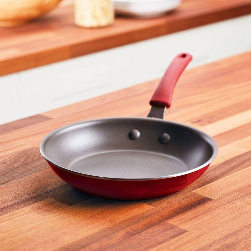 Rachael Ray Cook + Create Aluminum Nonstick Frying Pan 10" Red: Gas & Induction Compatible, Hand Wash, Lifetime Warranty