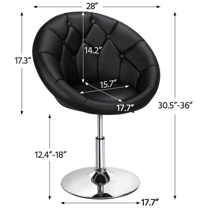 Yaheetech Height Adjustable Swivel Upholstered Round Accent Chair Barrel Chair-Black