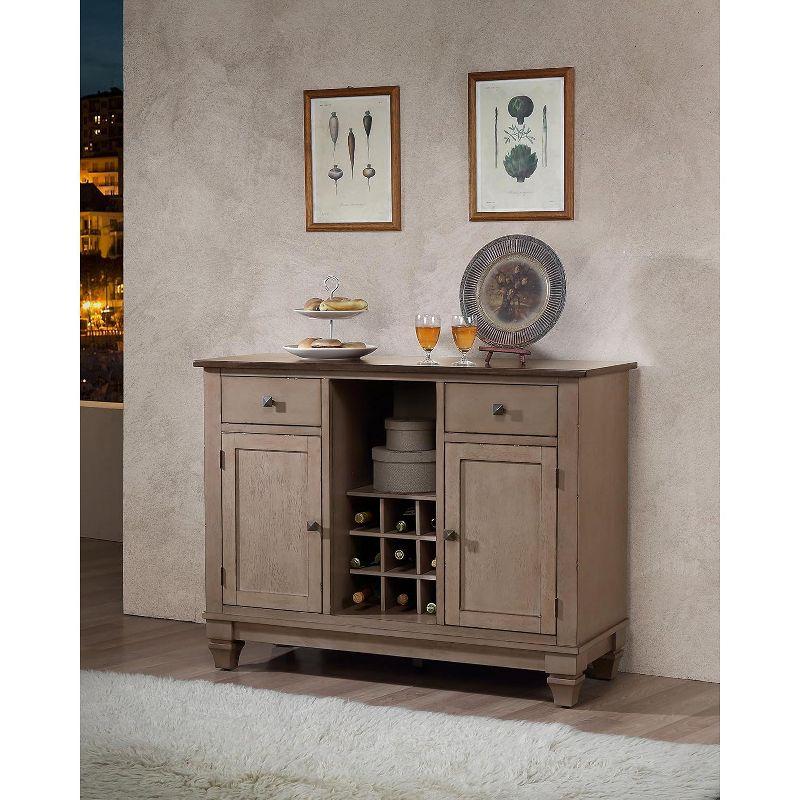 Two-Tone Brown Wood Sideboard Buffet Server with Wine Rack