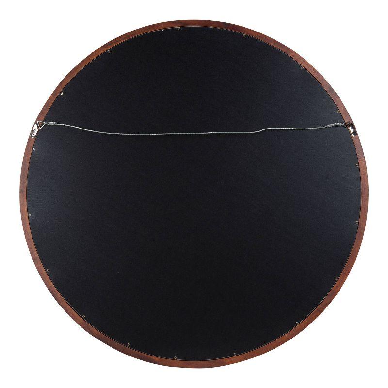 32" x 32" Hogan Round Framed Decorative Wall Mirror Walnut Brown : Modern Wood Frame, No Assembly Required