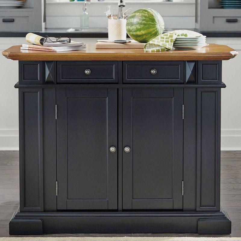 Black and Distressed Oak Kitchen Island with Drop Leaf