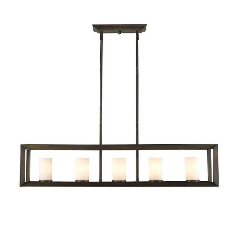 Golden Lighting Smyth 5-Light Linear Pendant in Matte Black with Clear Glass