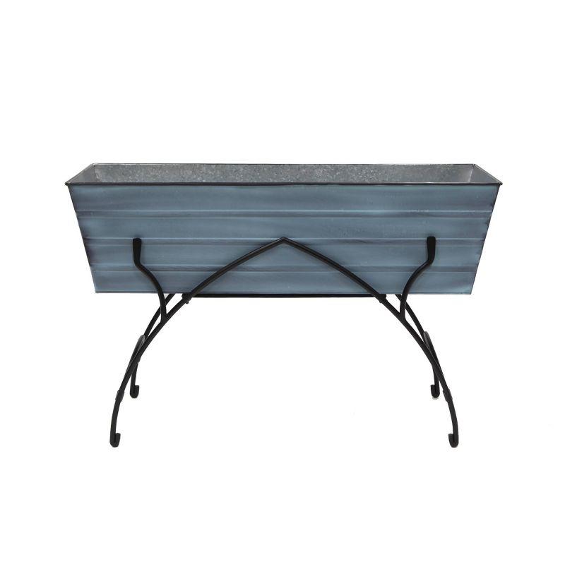 ACHLA Designs Indoor/Outdoor Rectangular Galvanized Steel Flower Planter Box with Iron Stand