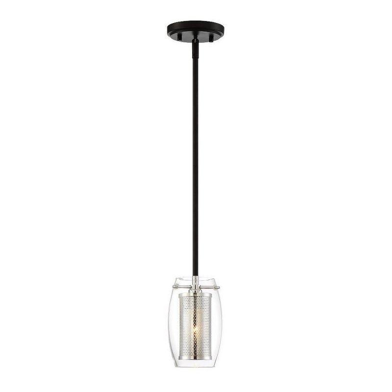 Savoy House Dunbar 1 - Light Pendant in  Matte Black/Polished Chrome